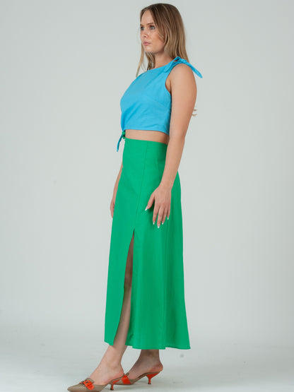 Women's Linen Color Block Dress-TURQ/GREEN Lucca Couture Women's Linen Color Block Dress-TURQ/GREEN Lucca Couture