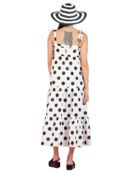 EMMELINE POLKA DOT TIE SHOULDER MAXI DRESS-OREO