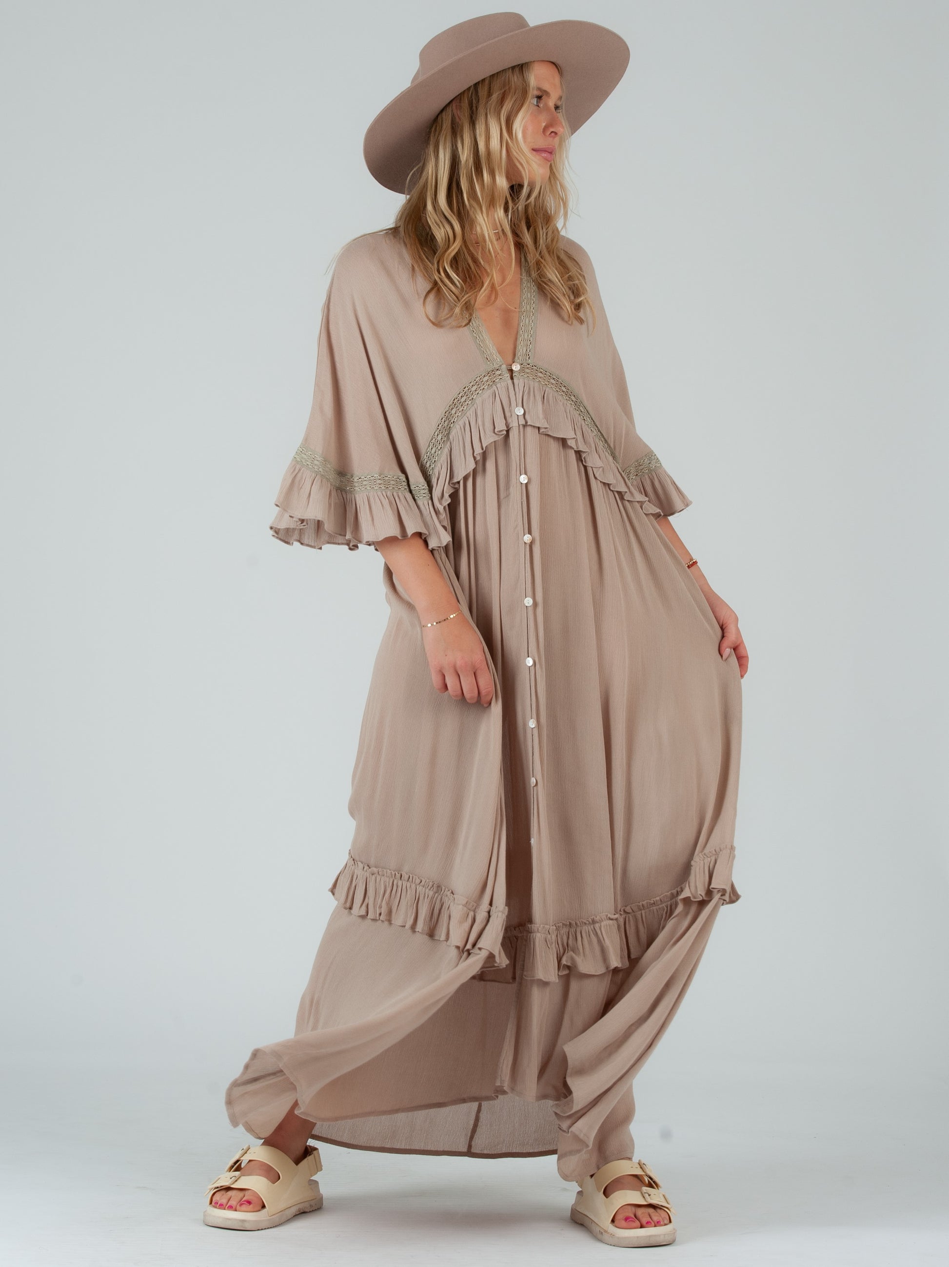 beige boho dress Boho maxi dress Joy Beige