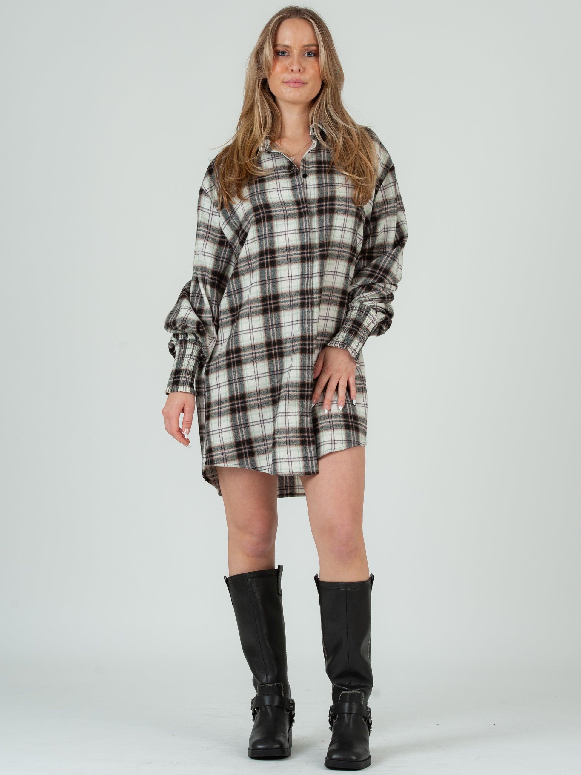 Mini Dress Womens Flannel Shirt Dress Women's Plaid Flannel Mini