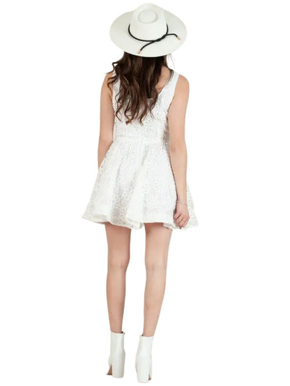 DYLAN OVERLAY EMBROIDERED DRESS-WHITE