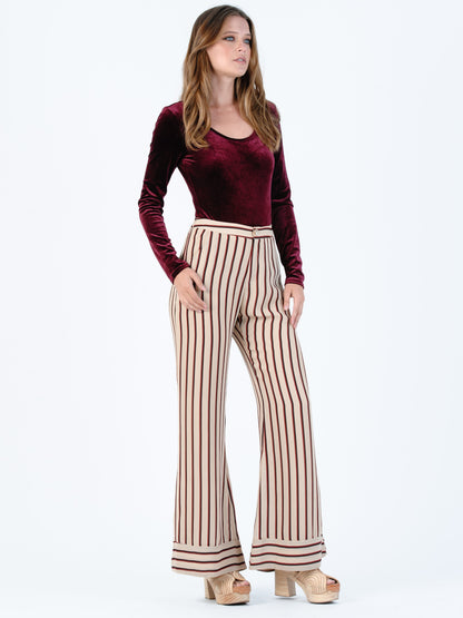 ISLA CONTRAST CUFF PANT-TAN/AUBURN