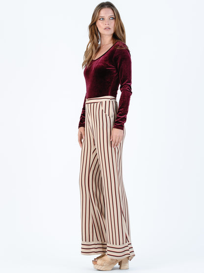 ISLA CONTRAST CUFF PANT-TAN/AUBURN