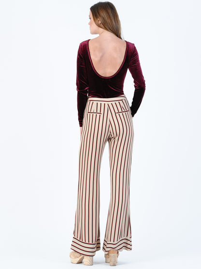 ISLA CONTRAST CUFF PANT-TAN/AUBURN