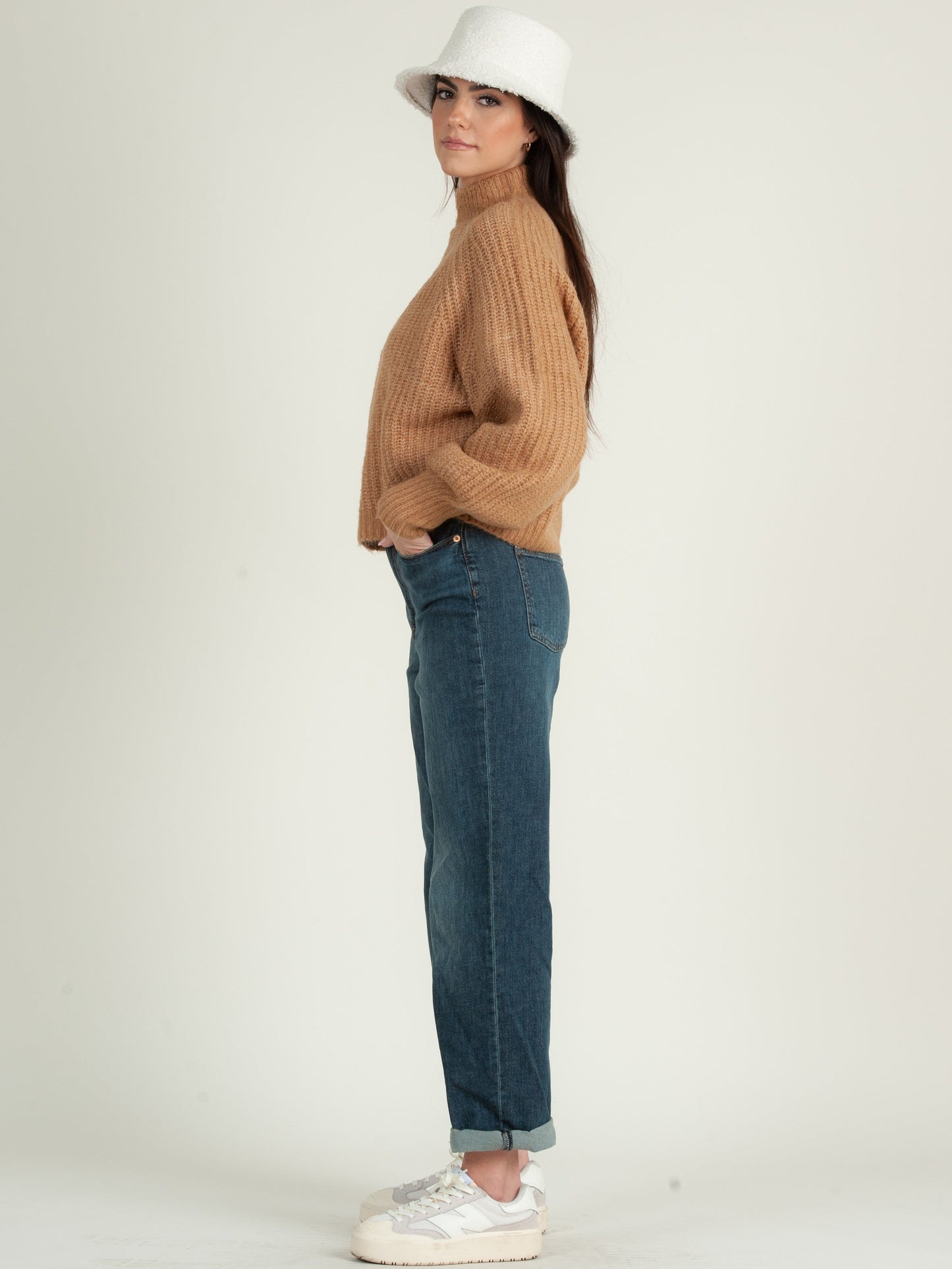 BONNIE MOCK NECK SWEATER-CAMEL