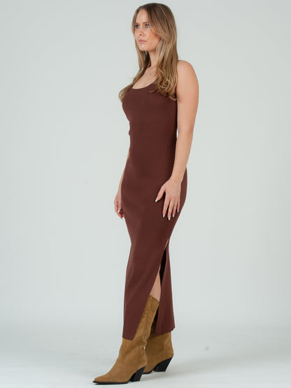 BROWN KNIT MAXI DRESS
