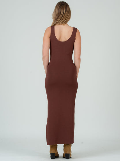 BROWN KNIT MAXI DRESS