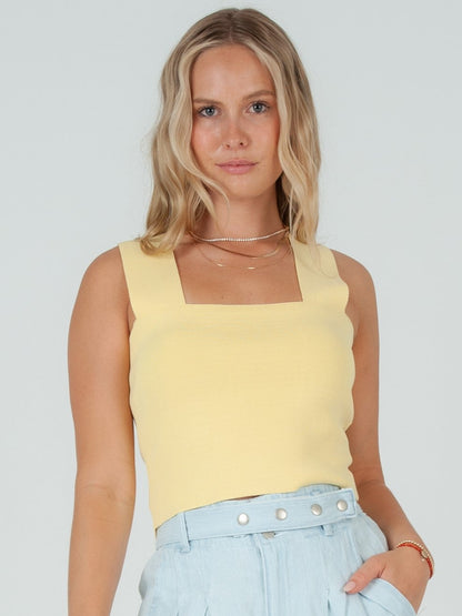 Women's Pastel Knit Square Neck Tank Top