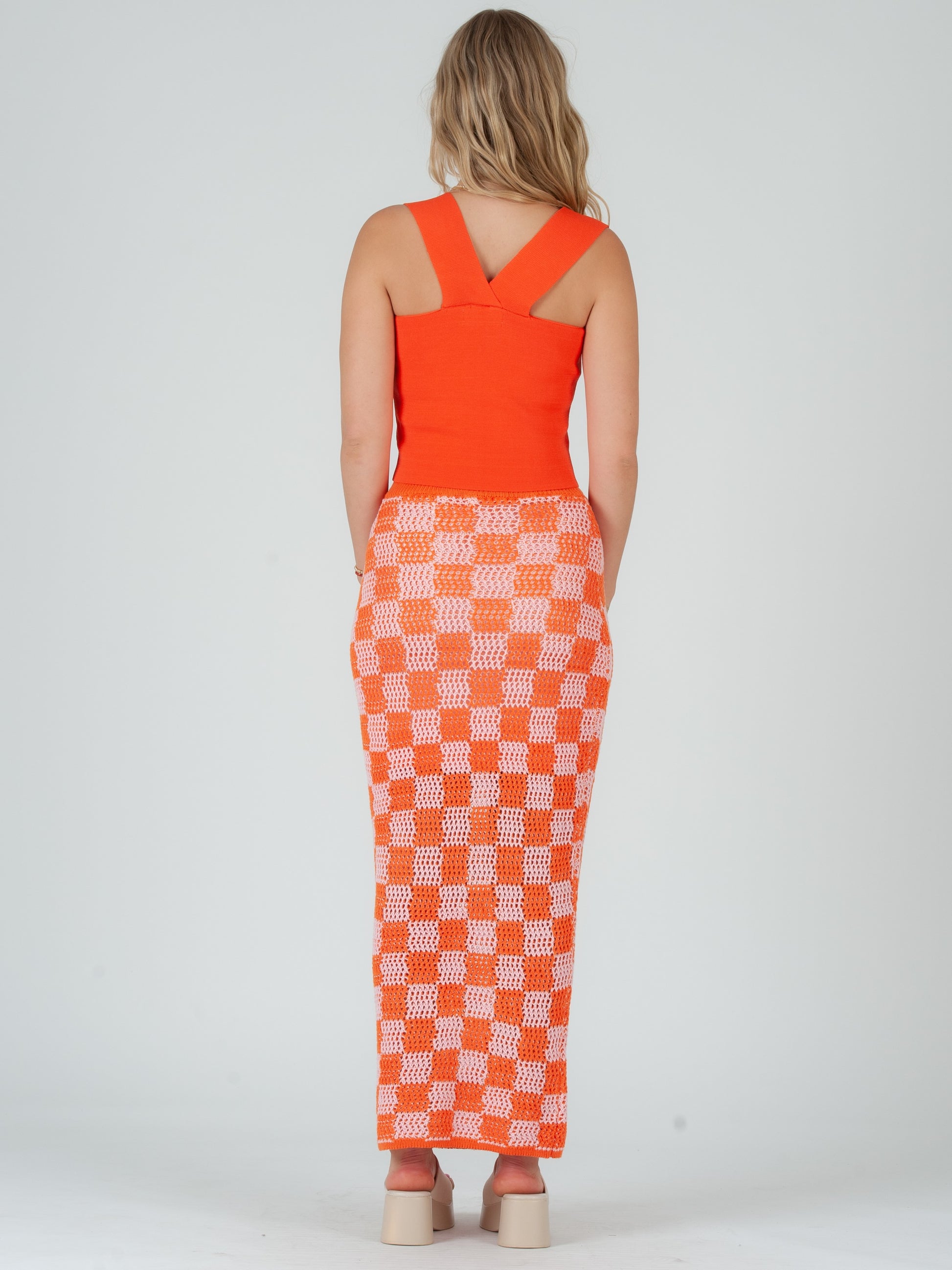 orange white checkered dress Gingham Princess Dress