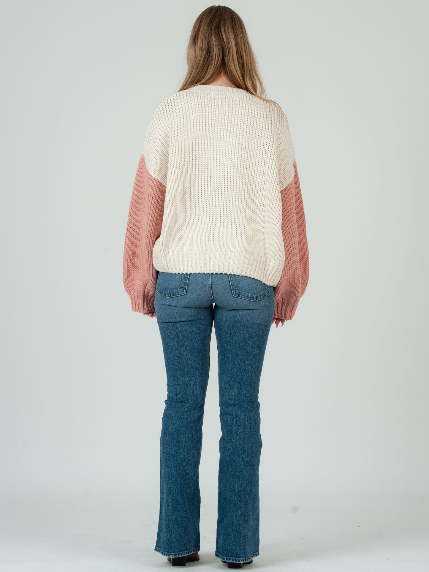 Women's Hand Knitted Color Block Cardigan