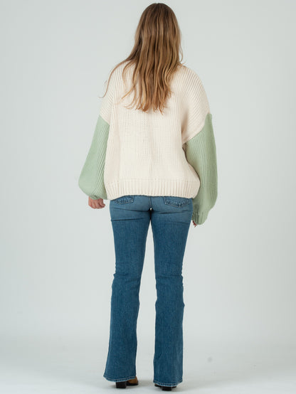 Women's Hand Knitted Color Block Cardigan