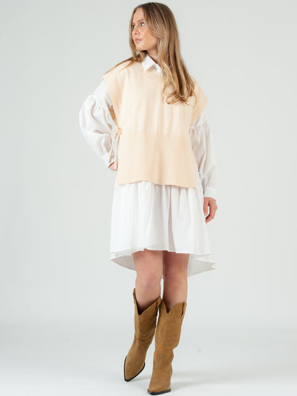 Women's Side Tie Sweater Vest in Ivory