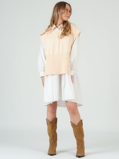 Women's Side Tie Sweater Vest in Ivory