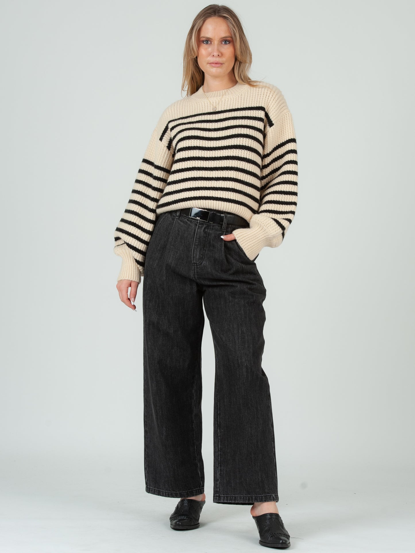 Women's Striped Crew Neck Sweater