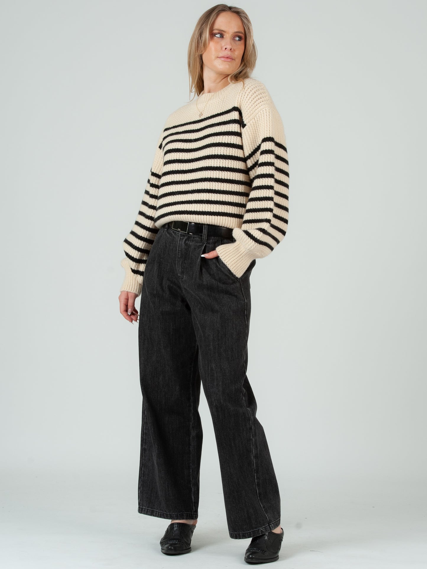 Women's Striped Crew Neck Sweater