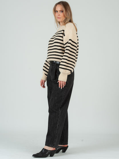 Women's Striped Crew Neck Sweater