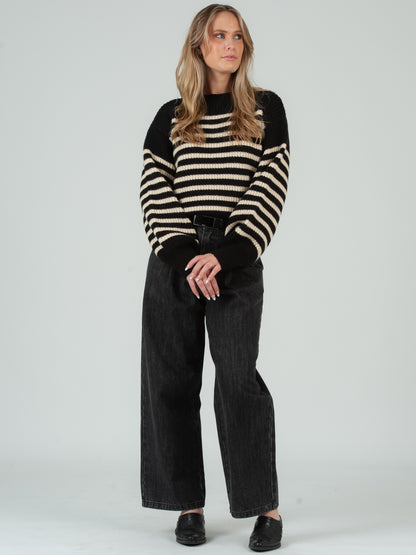Women's Striped Crew Neck Sweater