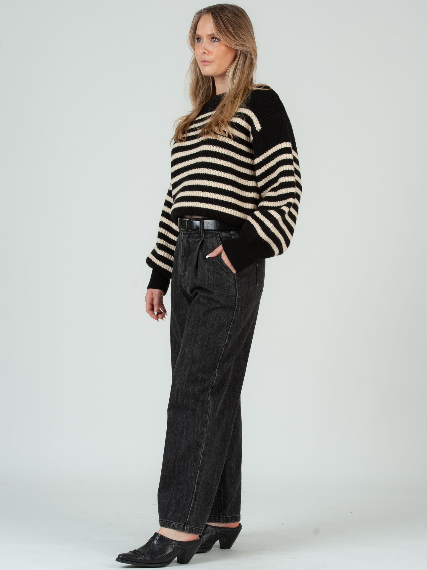 Women's Striped Crew Neck Sweater