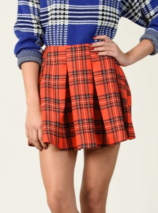 RED PLAID SCOTLAND SKIRT-RED PLAID