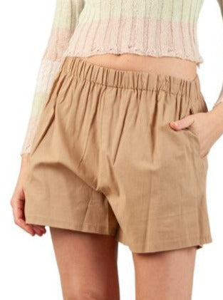 BAHAMA MAMA LINEN SHORTS-DARK BEIGE