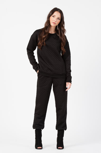 QUILTED JOGGER PANT-BLACK