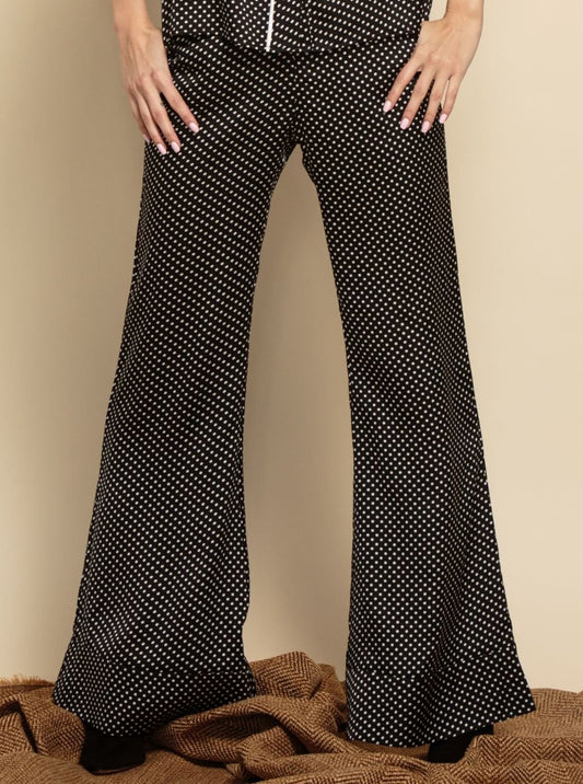 ISLA CONTRAST CUFF PANT-BLACK POLKA DOT