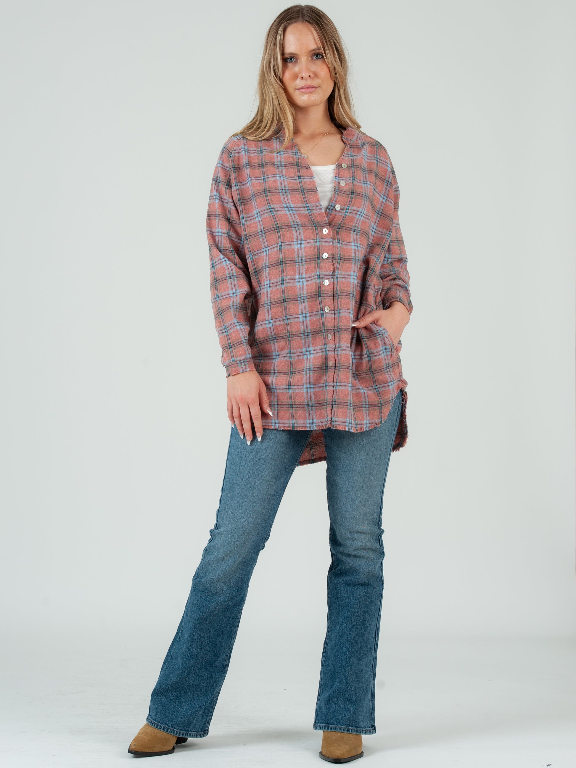 PINK PLAID SHIRT