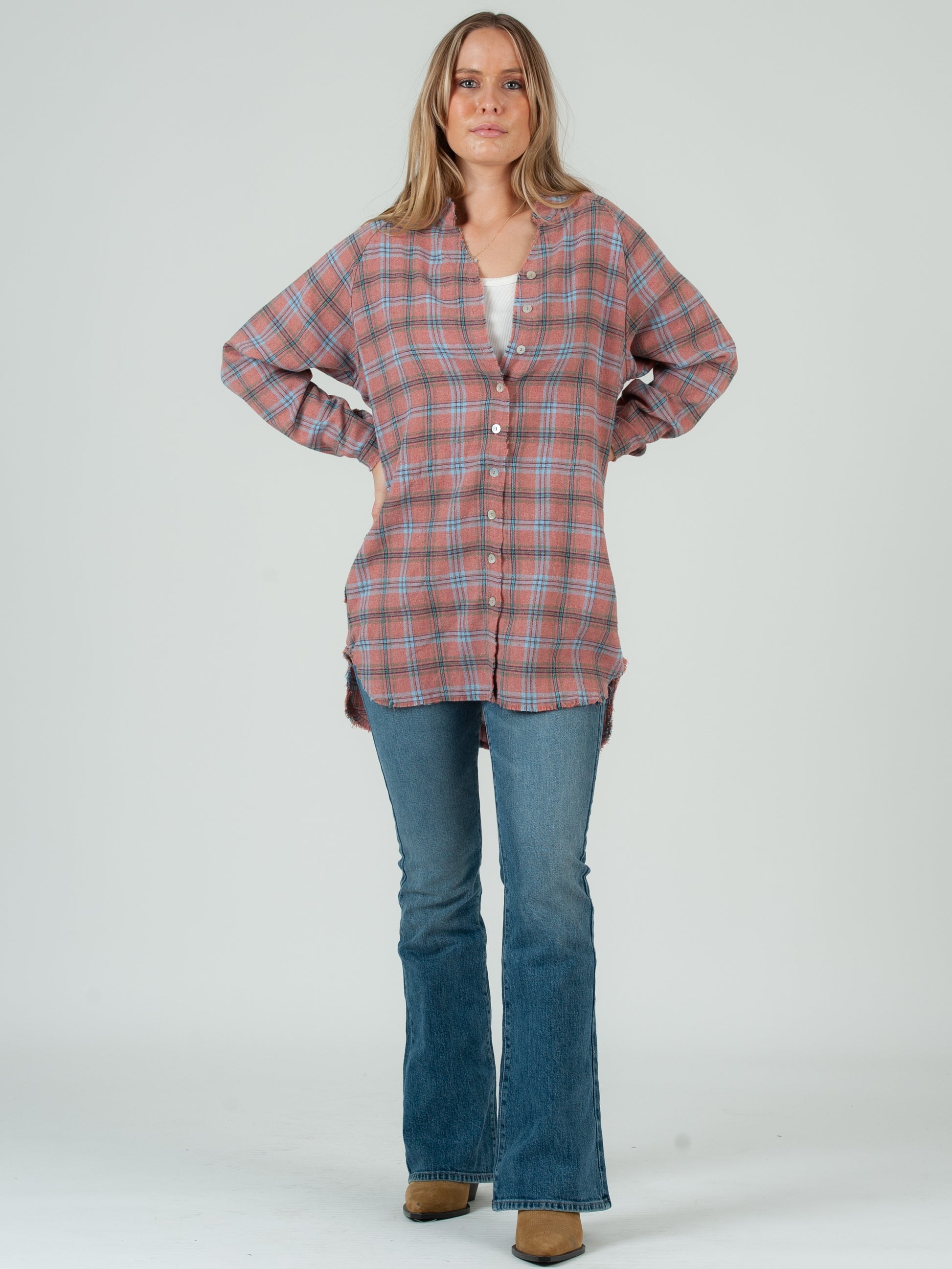 PINK PLAID SHIRT