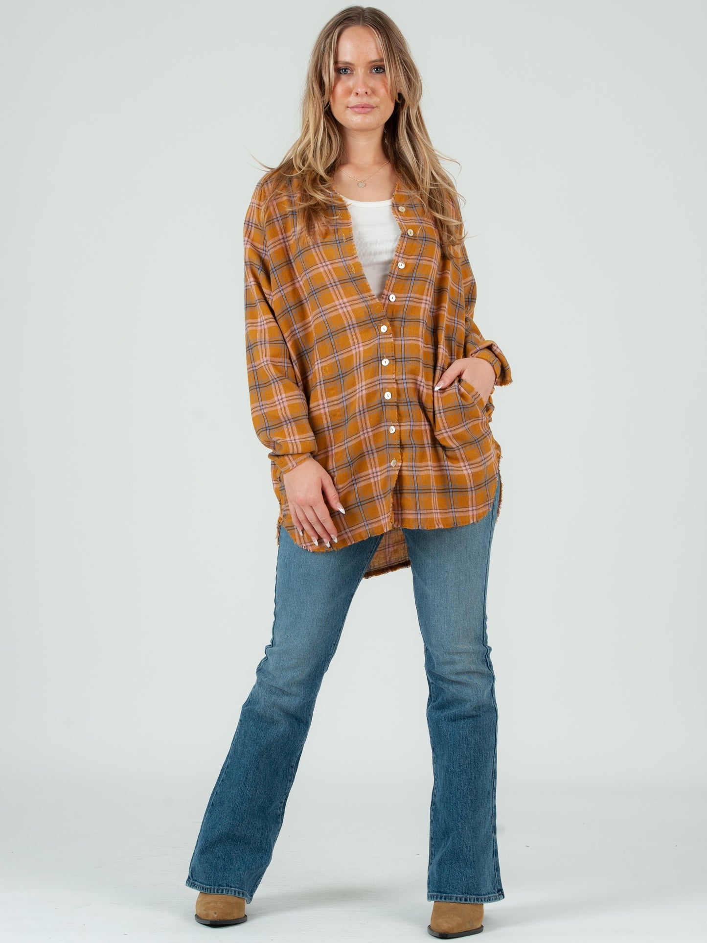 MUSTARD PLAID SHIRT