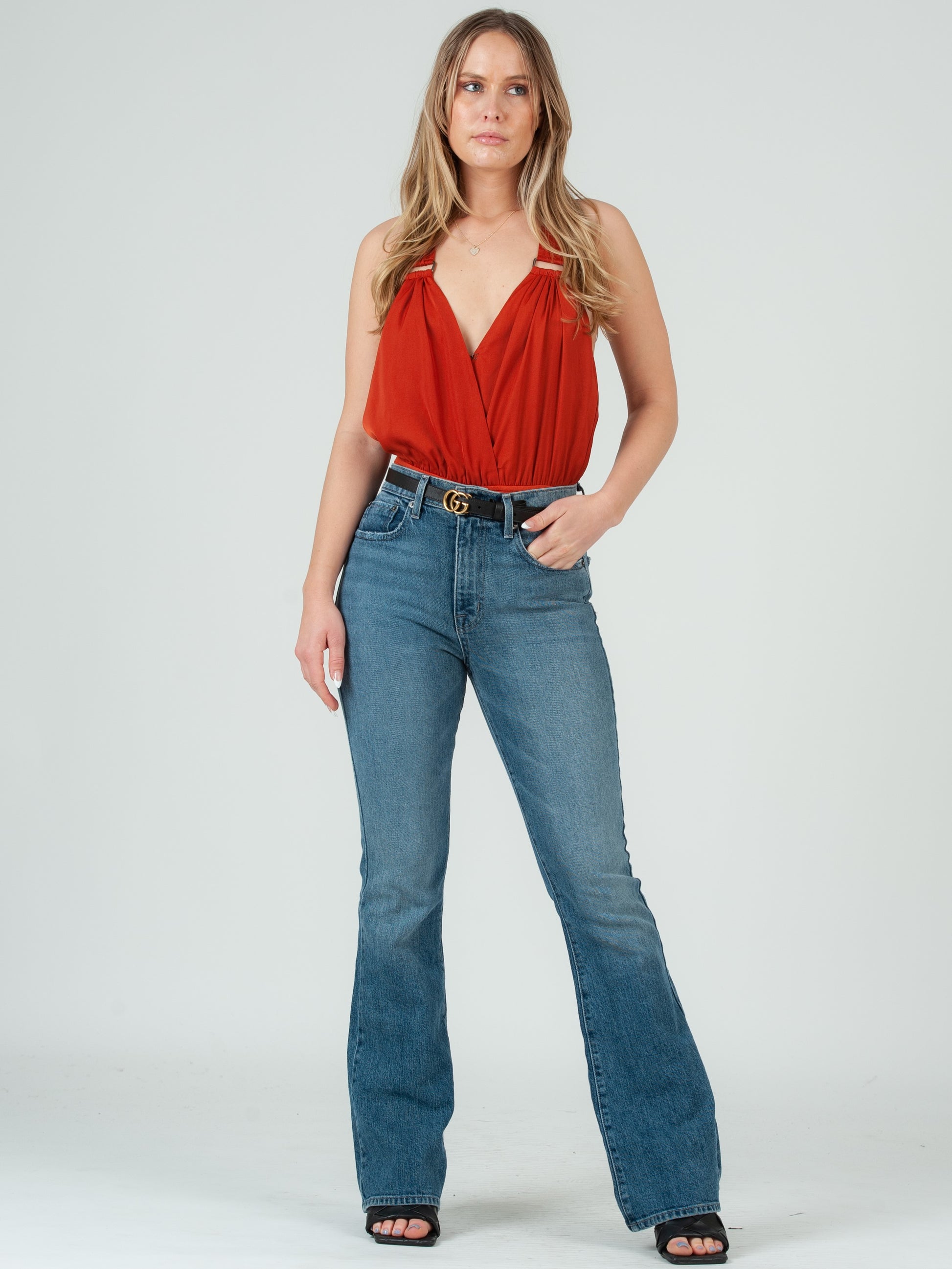 RUST SATIN BODYSUIT