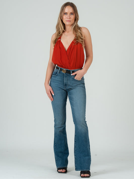 RUST SATIN BODYSUIT