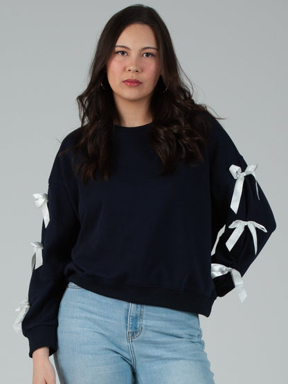Women's Sweatshirt with Bow Sleeves