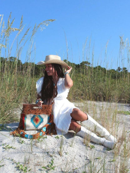 Women’s White Textured Mini Dress
