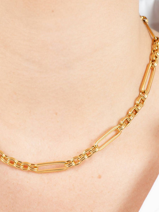 MIXED CHAIN NECKLACE-GOLD