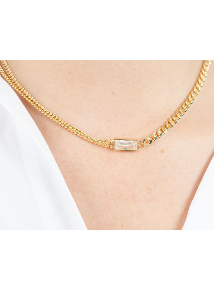 MARIE MULTI CHAIN NECKLACE-GOLD/WHITE