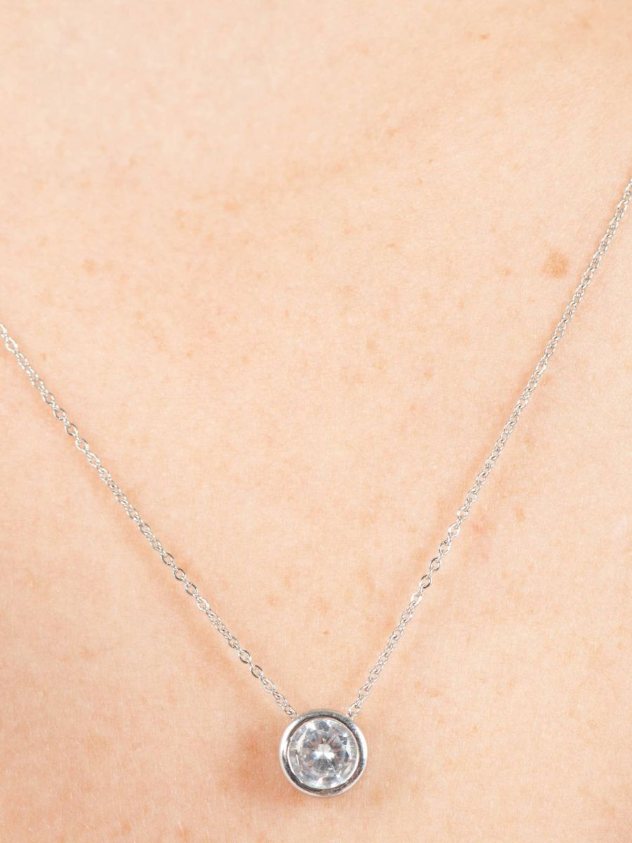 SOLITAIRE NECKLACE-SILVER