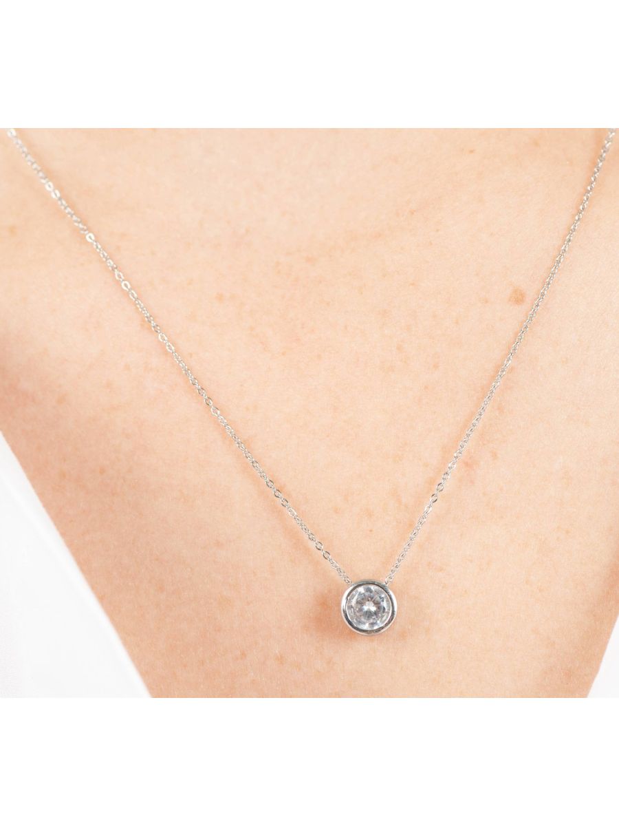 SOLITAIRE NECKLACE-SILVER