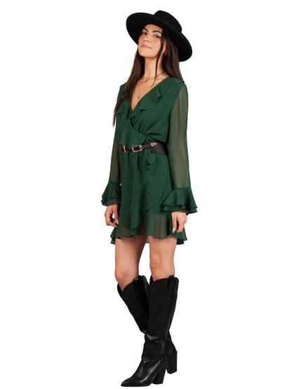 GREEN WRAP DRESS