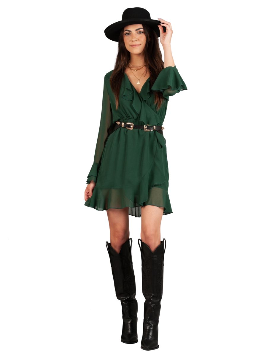 GREEN WRAP DRESS