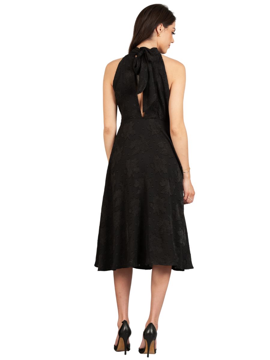 BLACK HALTER DRESS