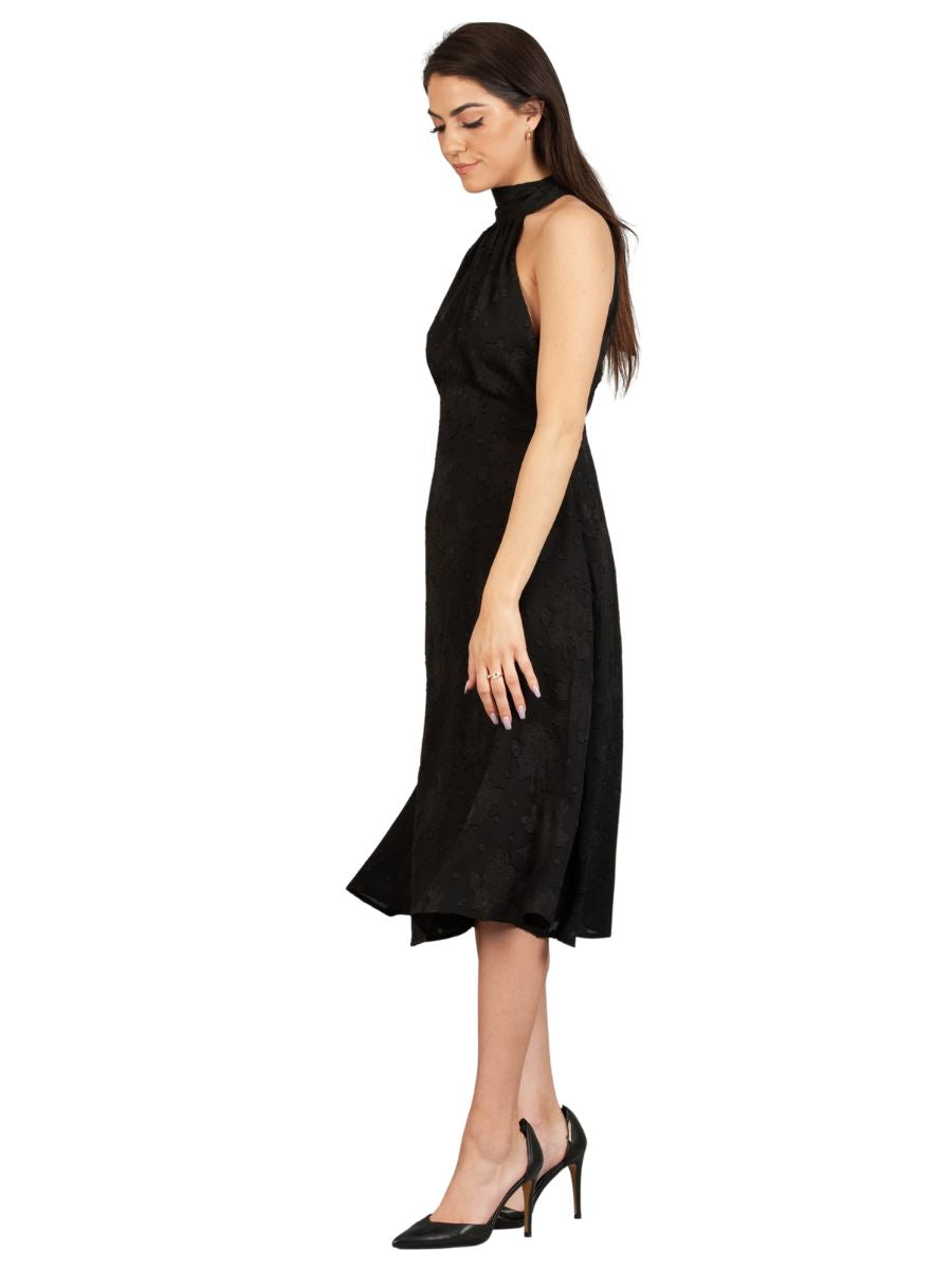 BLACK HALTER DRESS
