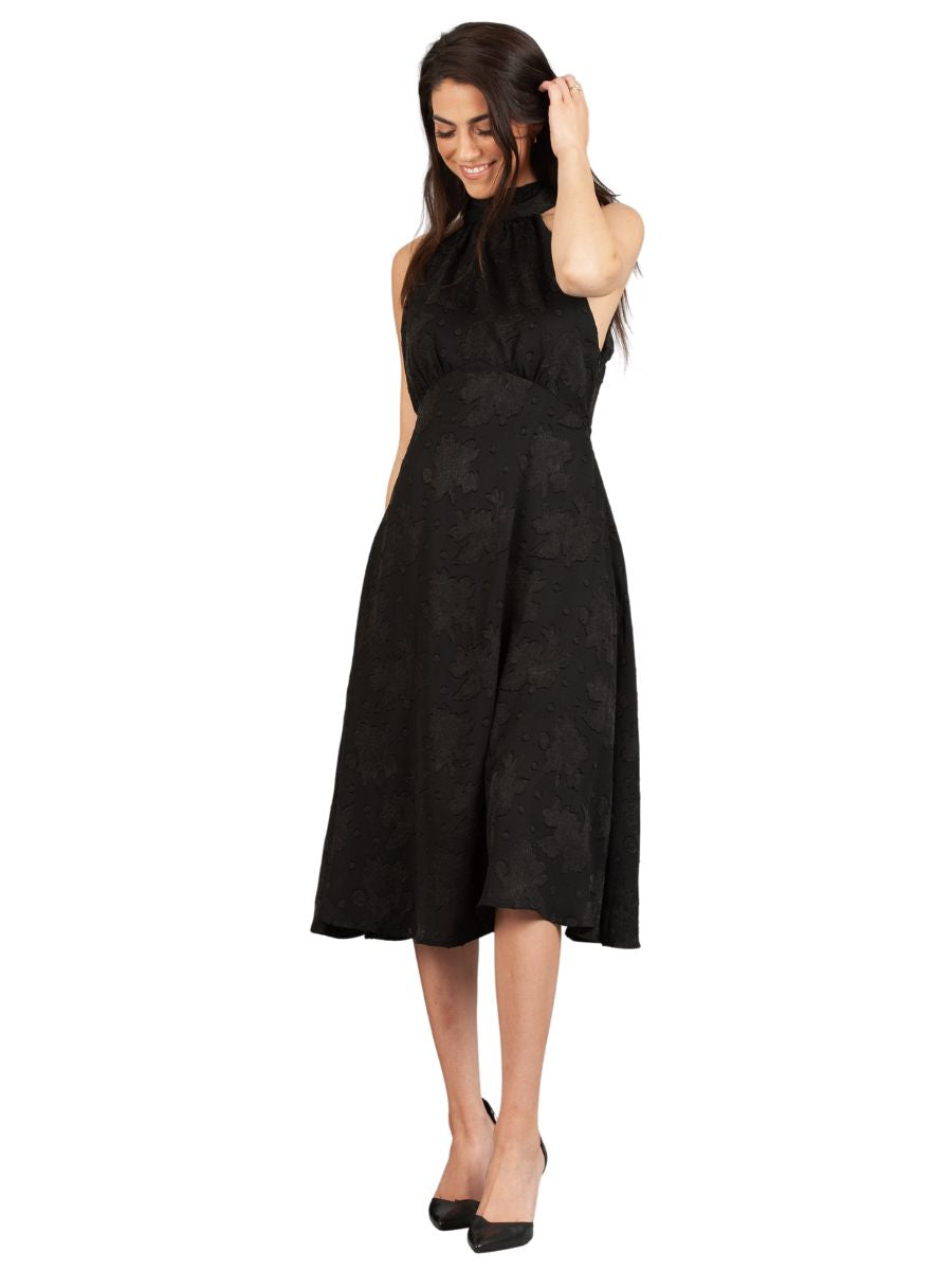 BLACK HALTER DRESS