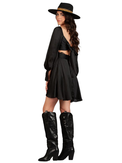 BLACK SATIN MINI DRESS