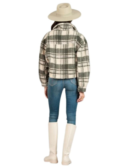 DAKOTA CROPPED SHERPA JACKET-FOLSOM PLAID