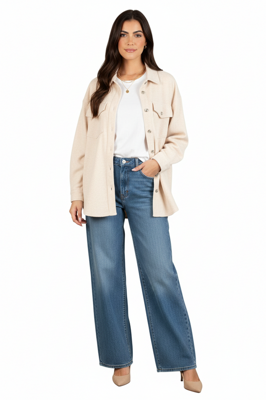 PEYTON WESTERN SHACKET-BEIGE