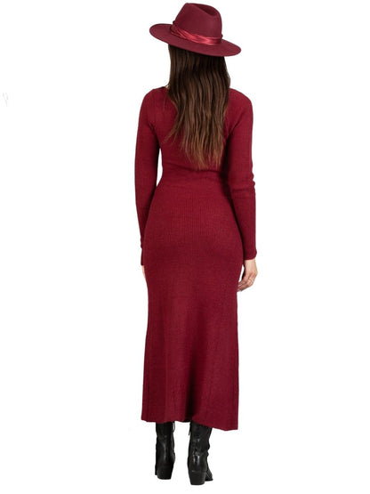 WINE SWEATER DRESS