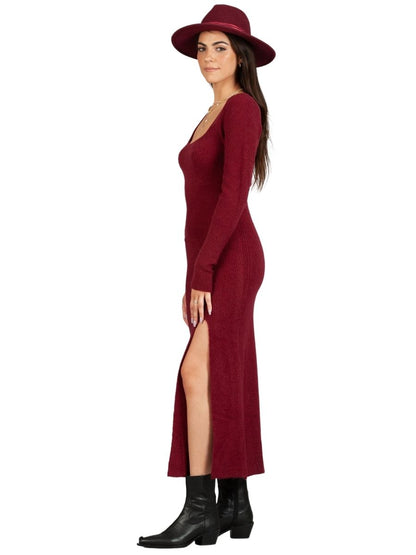 WINE SWEATER DRESS