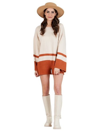MARIN KNIT ROMPER-IVORY/RUST