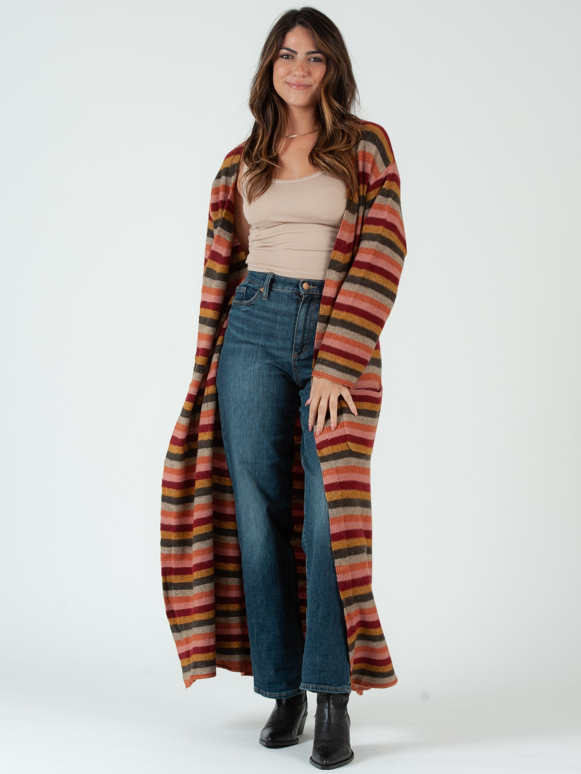 Women's Striped Sweater Duster – Lucca Couture - Main Image