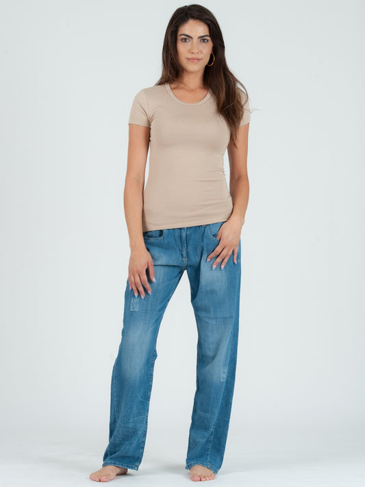 JILL CLASSIC ROUND NECK TEE-SAND